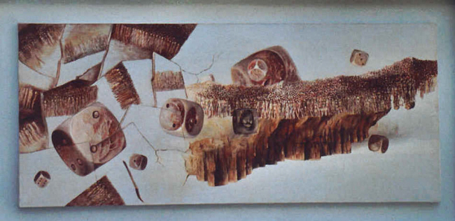 Alain-Christian Benedetti : " Improbabilit " Huile sur toile 100 x 50 cm  - 1981 -   LMDA / A -C.B.