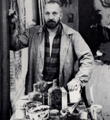 Georg Baselitz dans son atelier  Derneburg - 1987  