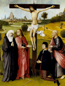 Jerome Bosch : " La Crucifixion"  - 70,5 x 53 cm  - (c) Museee Royaux des Beaux Arts - Bruxelles