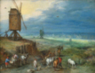 Jan Brueghel Le Jeune  : “Paysage avec Moulin  vent” Huile sur bois - 35 x 49 cm  Galerie d'Art St-Honor