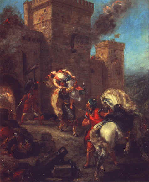 Eugne Delacroix : "Rebecca enleve par le Templier lors du sige de Frondeboeuf " 1858  Muse du Louvre Paris 