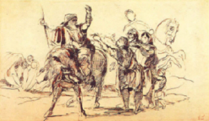 Eugne  Delacroix : " Le dpart du Cavalier arabe " 1832  -   Muse des Beaux Arts Lyon