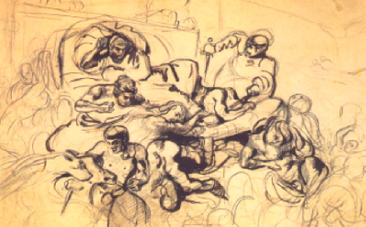 Eugne Delacroix : " Etude pour La Mort de Sardanapale " 1827  -  Muse Bonnat Bayonne