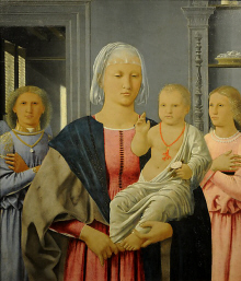 Piero Della Francesca : "Madonna et enfant avec deux anges "  