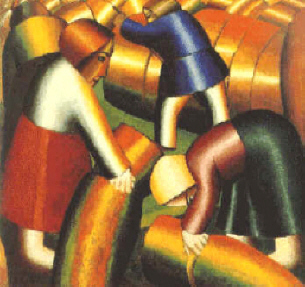 Kazimir Malvitch : " La moisson " - 1911 - Huile sur toile -  Stedelijk Museum