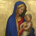 Masaccio ( Tommaso di Giovanni Cassai dit ) - (1401 - 1428) : " Vierge  l'enfant" ( dtail) - vers 1426-1427 -  Tempera et or sur bois 24 x 18 cm -  Galleria degli Uffizi - Florence