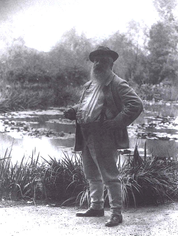 Claude Monet au bord de l'tang aux nymphas vers 1904 