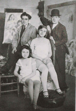 Jules Pascin ( à droite ) Pierre Marseille et deux jeunes modèles vers1920 -1922 © Coll. Part. © ADAGP