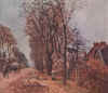 C.Pissarro  " La Route de St Germain  Louveciennes  " 1870  Huile sur toile 38 x 46 cm  Coll. Part.