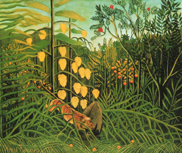 Henri Rousseau :  " Le Combat du tigre et du buffle "  1908 - Huile sur toile : 46 x 55 cm  -  Museum de l'Ermitage St Ptersbourg