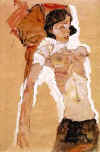 Egon Schiele "Jeune Femme demi nue allongée "1911 © Graphische Sammlung Albertina ,Vienne