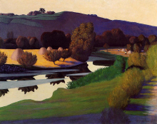 Felix Vallotton : " Nuit tombante sur la Loire " 1923 - Huile sur toile - (c)  Coll. Part.