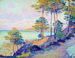  Tho Van Rysselberghe :  " La Pointe Saint Pierre  Saint Tropez " - Huile sur toile 35 x 46 cm - 1896  Coll. Part. 