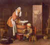 J.B.S. Chardin  " La Blanchisseuse " 1743 Huile sur toile 37,5 x 42,7cm  Muse de l'Ermitage  St Petersbourg
