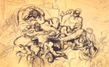 E. Delacroix : " Etude pour La Mort de Sardanapale " 1827  (c)  Musee Bonnat - Bayonne