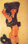 Egon Schiele "Fille retrousse  genoux " 1910  Coll. Part.