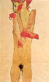 Egon Schiele "Jeune fille nue aux bras croiss " ( dtail )1910  Graphische Sammlung Albertina ,Vienne