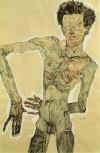 Egon Schiele "Autoportrait debout "1910  Graphische Sammlung Albertina ,Vienne
