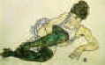 Egon Schiele  "Femme allonge aux bas verts"  1917  Coll. Part.